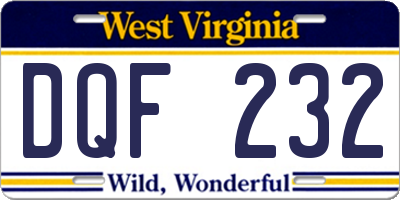 WV license plate DQF232