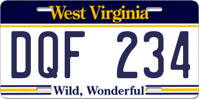 WV license plate DQF234