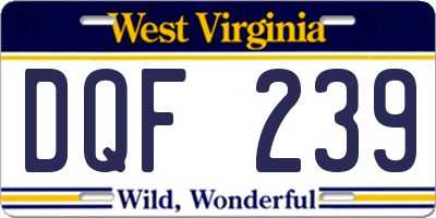 WV license plate DQF239