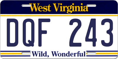 WV license plate DQF243