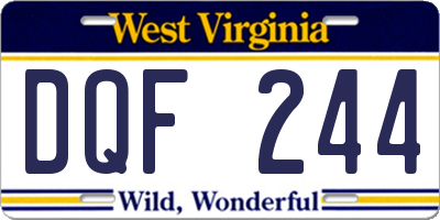 WV license plate DQF244