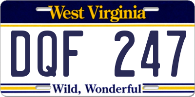 WV license plate DQF247
