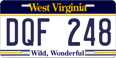 WV license plate DQF248