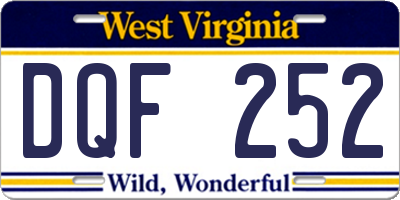 WV license plate DQF252