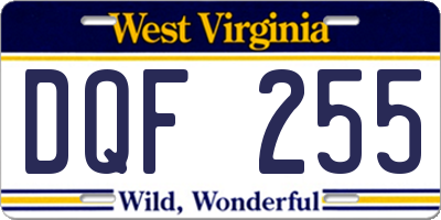 WV license plate DQF255