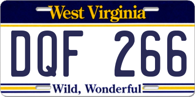 WV license plate DQF266