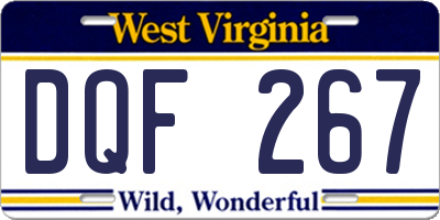WV license plate DQF267
