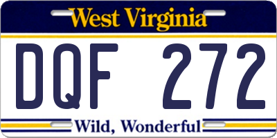 WV license plate DQF272