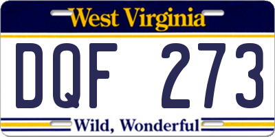 WV license plate DQF273