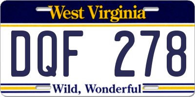 WV license plate DQF278