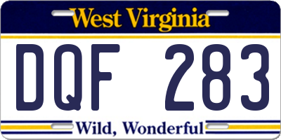 WV license plate DQF283