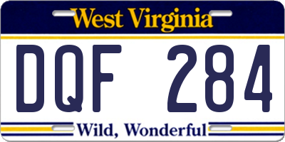 WV license plate DQF284