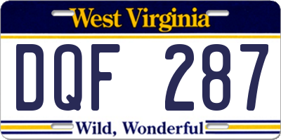 WV license plate DQF287