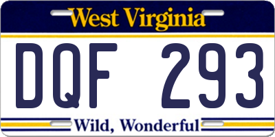 WV license plate DQF293