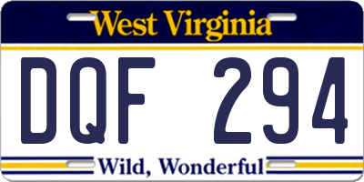 WV license plate DQF294