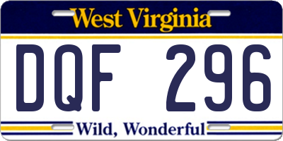 WV license plate DQF296