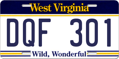 WV license plate DQF301