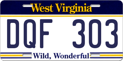 WV license plate DQF303