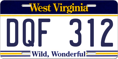 WV license plate DQF312