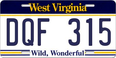 WV license plate DQF315
