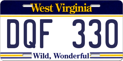WV license plate DQF330