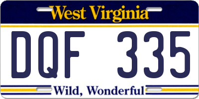 WV license plate DQF335