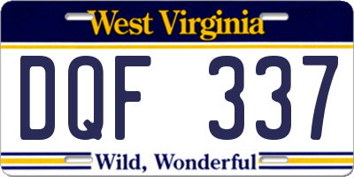 WV license plate DQF337