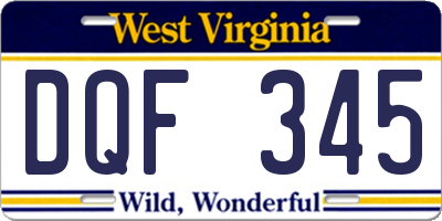 WV license plate DQF345