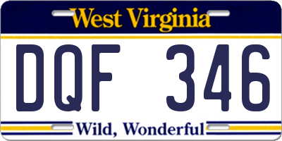 WV license plate DQF346