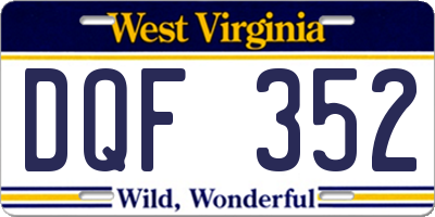 WV license plate DQF352