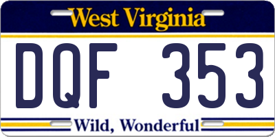 WV license plate DQF353