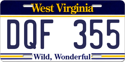 WV license plate DQF355