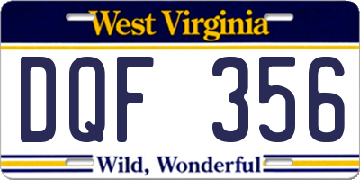 WV license plate DQF356
