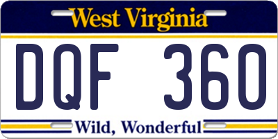 WV license plate DQF360
