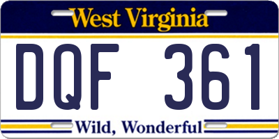 WV license plate DQF361