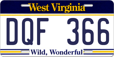 WV license plate DQF366