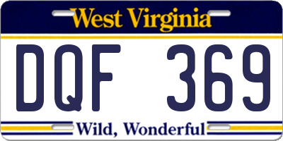 WV license plate DQF369