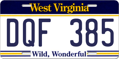WV license plate DQF385