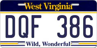 WV license plate DQF386