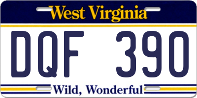 WV license plate DQF390
