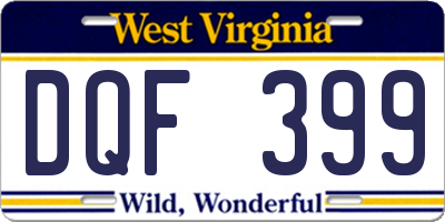 WV license plate DQF399