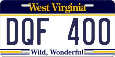 WV license plate DQF400