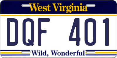 WV license plate DQF401
