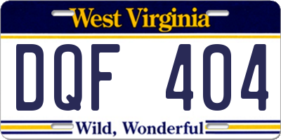 WV license plate DQF404