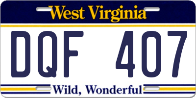 WV license plate DQF407