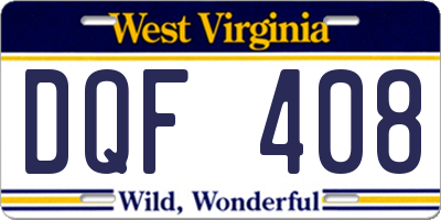 WV license plate DQF408