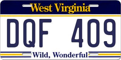 WV license plate DQF409