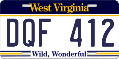 WV license plate DQF412