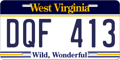 WV license plate DQF413
