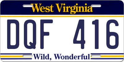 WV license plate DQF416